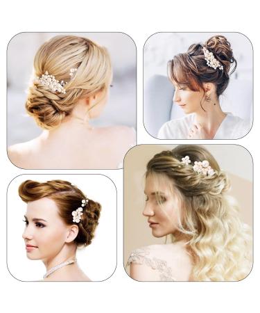 5-Piece Pearl Hair Accessories Set | Bridal Hair Combs & Gold Pearl Hairpins for Wedding - Elegant Bride Headdress - Buy Online on GoSupps.com