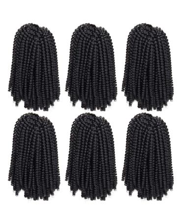 6 Packs Spring Twist Braiding Hair Spring Twists Bomb Twist Hair Synthetic Fiber Fluffy Twist Crochet Braids Low Temperature Twist Crochet Hair for Black Women Braiding Hair(8inch,1B) 8 Inch (Pack of 6) 1B