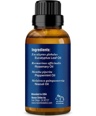 Breathe Easy Essential Oil Blend 30ml - Eucalyptus, Peppermint, Rosemary, Niaouli - Sinus Relief for Colds, Cough, Congestion - Nexon Botanics 1oz - Buy Online on GoSupps.com