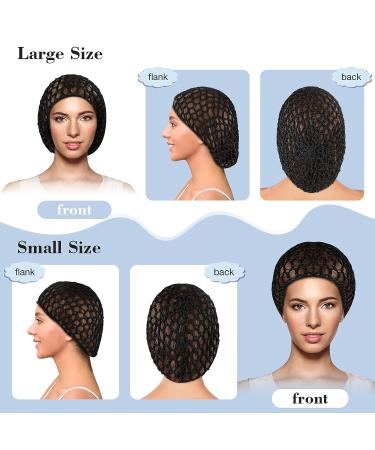 Mesh Crochet Hair Net Snood Hat Set for Women, 4 Pieces - Black (2 Large, 2 Small) - Buy Online on GoSupps.com