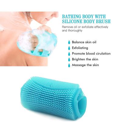 INNERNEED Soft Silicone Body Scrubber Exfoliating Glove - Gentle Shower Cleansing Brush for Sensitive Skin - SPA Massage Tool - Blue - Buy Online on GoSupps.com