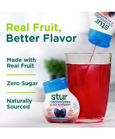 Stur Black Raspberry Liquid Water Enhancer - Sweetened with Stevia | High in Vitamin C & Antioxidants | Sugar Free | Zero Calories | Keto & Vegan - 5 Bottles - Buy Online on GoSupps.com