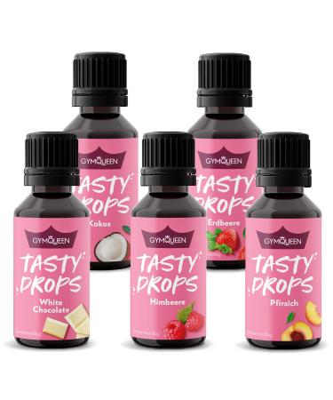 Gymqueen Tasty Drops 5x30ml calorie -free sugar -free and fat -free flavor drops - aroma drops for sweetness of food drops of taste without artificial dyes summer mix summer mix 30 ml (5 pack)