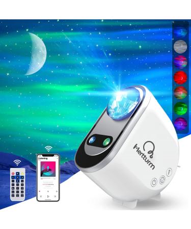 MERTTURM Galaxy Aurora Projector 3 in 1 LED Northern Lights Star Projector 6 White Noise Starry Moon Light with Bluetooth Speaker for Adult Kids Gift Bedroom Room Decor