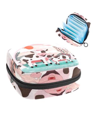 Women's bonds storage pockets Stillpad keeper cow pattern portable period kit bag feminine product bag for women girls color1