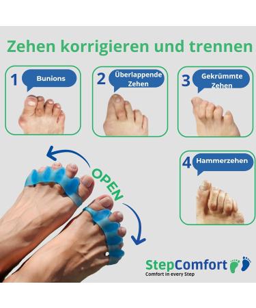 Stepcomfort Toe Spreader & Elastic Bale Toe Corrector - Silicone Toe Separator for Hallux Valgus & Hammer Toe Correction | 4 pcs Black - Buy Online on GoSupps.com