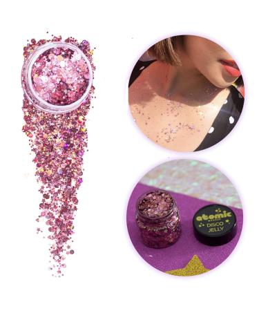 Body Glitter - Vegan & Cruelty Free - Bungalow 8 (Pink) - Glitter for Face Hair Festivals Raves Costumes