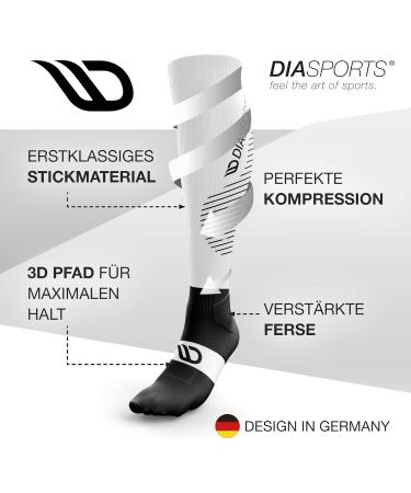 Diasports Runstars Compression Socks - Premium Support for Sports Running Marathon & Triathlon | Unisex White L - Buy Online on GoSupps.com