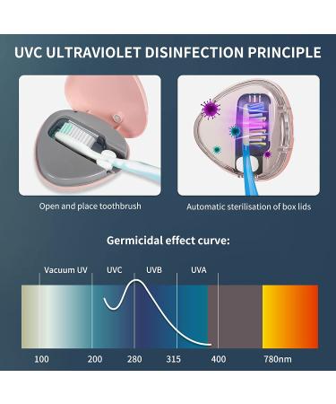 Portable UV Sanitizer Toothbrush Case - Rechargeable Travel Holder for Electric & Manual Toothbrushes - Pink - Buy Online on GoSupps.com