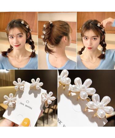 Mini Pearl Flower Hair Claw Clips - Set of 20 | Sweet Daisy Design | Decorative Hair Accessories for Women and Girls - Buy Online on GoSupps.com