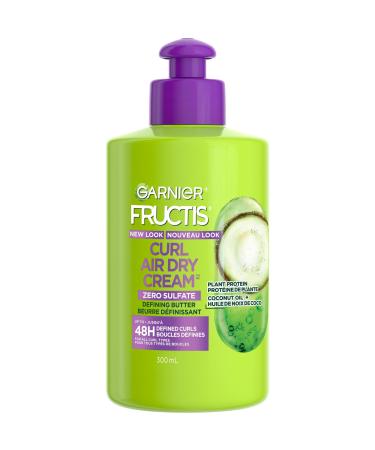 Garnier Fructis Curl Air Dry Cream Sulfate-Free Defining Butter Cream for All Curl Types with Coconut Oil and Elasto-Protein 300mL 300 ml (Pack of 1) Butter cream
