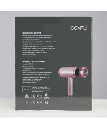 CONFU Professional Hair Dryer 1800W with Negative Ions - 2 Speeds, 3 Heat Settings - Fast Drying - Rose Gold - Buy Online on GoSupps.com