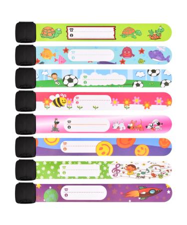 8 pieces of emergency bracelet children SOS bracelet children bracelet children phone number for boys girls name bracelet children Waterproof reusable anti-loss suitable for travel games and children