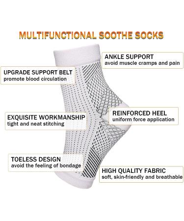 Neuropathy Relief Socks - 4 Pairs for Men & Women | Toeless Compression Ankle Socks for Plantar Fasciitis | Soothe Neuropathy Pain | Black/White, Large-X-Large - Buy Online on GoSupps.com