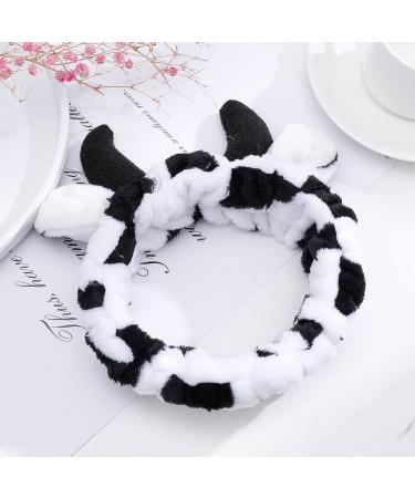 Hofar Face Wash Headband with Cow Horns | Cartoon Cute Hair Accessories - Black - Buy Online on GoSupps.com