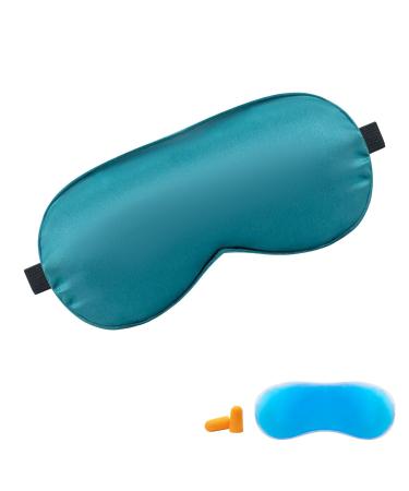Sleep Ice Eye Mask with Cooling Gel Pad Soft Silk Fabric Lightweight Sleeping mask for Mne Women Yoga Night Shift Travel (Green)