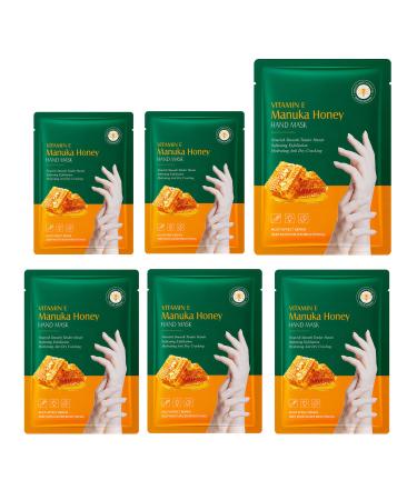 6 Paires de Gants Masques Mains la Vitamine E et au Miel Soin Nourrissant et Adoucissant Intense pour Mains S ches limine les Peaux Mortes Effet R parateur Mains Douces et Prot g es