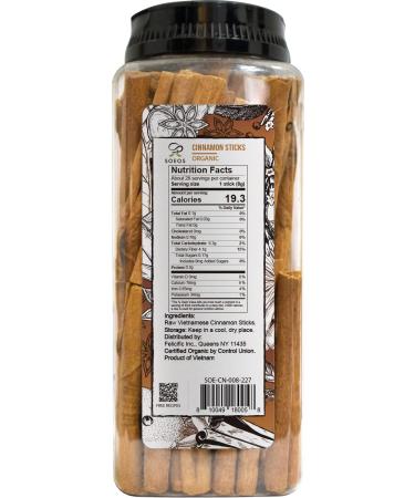 Soeos Organic Cinnamon Sticks 8 oz (226g) - Ground Cinnamon for Baking, Cooking & Beverages - Non-GMO, Kosher Certified - 100% Raw Cinnamon Seasoning Spice - Buy Online on GoSupps.com