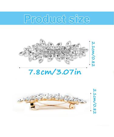 2Psc Diamante Hair Clips for Women Prom Hair Clips Diamante Hair Accessories Crystal Hair Clip for Wedding Guest Rhinestone Barrette Elegant Hairpins Accessories for Bridal (Silver&Gold) - Buy Online on GoSupps.com