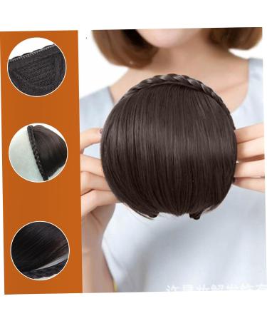 Headbands Braid Headband Single Braided Dark Brown Fringe Headband with Bangs Realistic Instant Hair Bangs Fringe Bangs Hair Clip for Women Girls - Buy Online on GoSupps.com