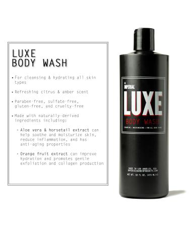 Imperial Barber Luxe Body Wash Shower Gel - Organic & Naturally Derived Ingredients USA Made Sulfate-Free Paraben-Free Gluten-Free - Nourishes Cleanses & Hydrates - Buy Online on GoSupps.com