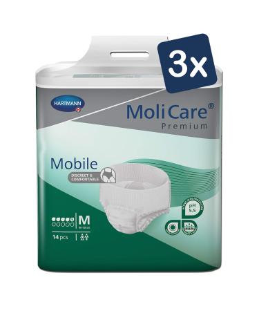 Molicare Premium Mobile disposable pants: discrete use in incontinence for women and men5 drops size.M (80-120 cm hip circumference) 3x14 pieces m (42 pieces)