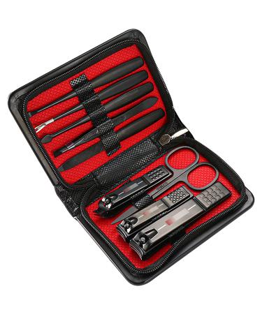 UHCPVHQQQ Nail Clipper Set Large Nail Clipper Manicure Tools 9-Piece Set Household Nail Scissors Red trim(Color:Rot)