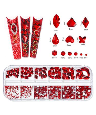YOKE FELLOW Nail Art Rhinestones - Multi-Shaped Glass Crystals for DIY Makeup and Crafts (Blue/Green/Red) - Buy Online on GoSupps.com