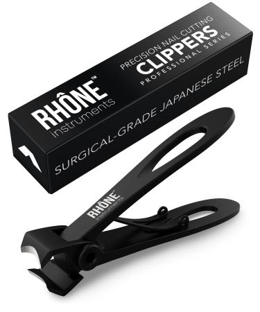 Nail Clippers - 420J2 Surgical Grade Japanese Steel Extra Wide Jaw Cuts Thick Nails Professional Sharp Curved Fingernail and Toenail Clipper for Manicure & Pedicure Black