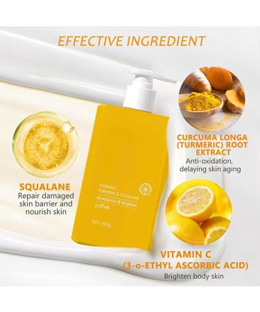 Vitamin C & Turmeric Body Lotion Large-capacity Body Moisturiser With Vitamin C Turmeric And Squalane Remove Dark Spots Moisturizing Body Lotion for Dry Skin Body Skin Care Smooth Skin 300g Turmeric&Vitamin C - Yellow - Buy Online on GoSupps.com
