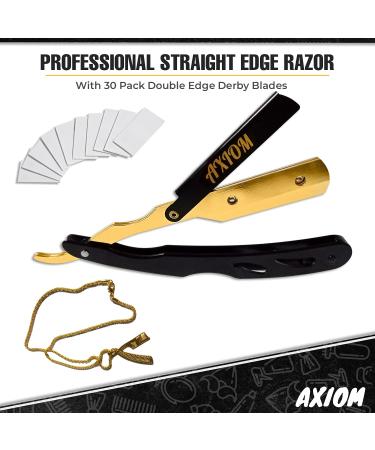 Buy Axiom Professional Straight Razor Kit - 30 Derby Blades Stainless Steel Shavette for Smooth Shaving | Perfect Gift for Men & Salons - International Shipping Available - Buy Online on GoSupps.com