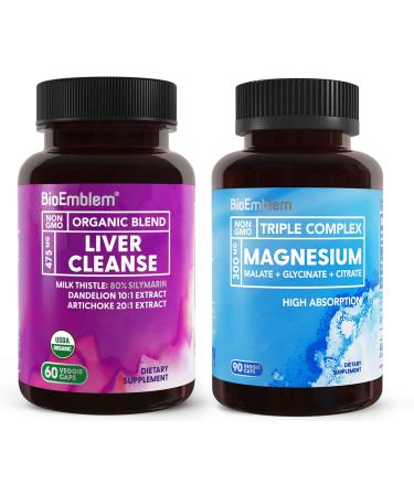 BioEmblem Triple Magnesium Complex 90ct + USDA Organic Liver Cleanse
