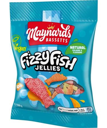 Maynards Bassetts Fizzy Fish Soft Jellies Sweets - 130g Bag - Buy Online on GoSupps.com
