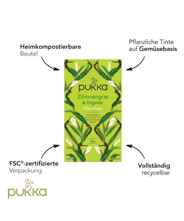 Buy Pukka Organic Herbal Tea Lemongrass & Ginger | Energizing 4 Pack with 80 Tea Bags | Perfect for Daily Wellness - Buy Online on GoSupps.com