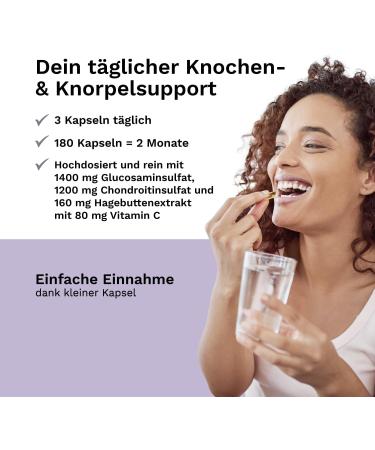 Glucosamin & Chondroitin Capsules - 1400mg Glucosamine 1200mg Chondroitin 80mg Vitamin C - 180 Capsules - Made in Germany - 2 Months Supply - Balanced Vitality - Buy Online on GoSupps.com