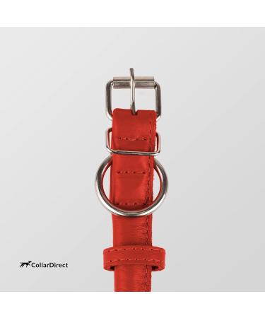 Collardirect Handmade Round Leather Dog Collar - Soft Padded Real Leather for Dogs & Cats (30-35 cm) - Available in Black Pink Red Purple Blue - Buy Online on GoSupps.com