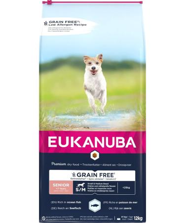 Eukanuba Dog Grain Free Senior Small Medium Breed Sea Fish 12 kg - Buy Online on GoSupps.com