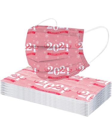 BEUU 10PCS Disposable Face_Mack for Adult 2021 Happy New Year Face Bandanas 3-Layer Non-Woven with Elastic Earloops - Buy Online on GoSupps.com