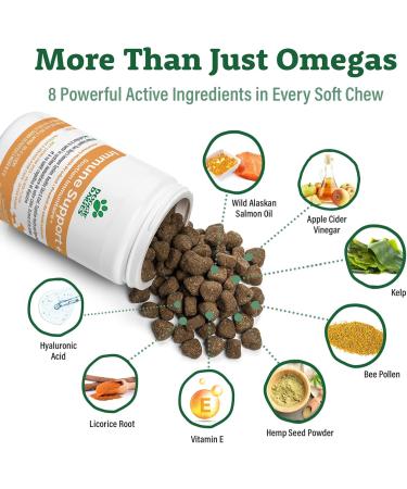 Doggie Dailies Omega 3 for Dogs - 225 Soft Chews - Salmon Oil for Dogs with Apple Cider Vinegar Bee Pollen Kelp Zinc & Biotin New Packaging - Buy Online on GoSupps.com