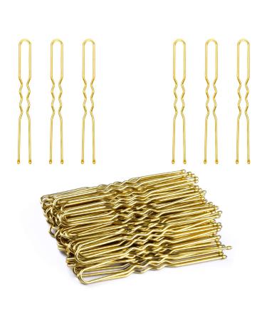 Hair Pins for Buns Zeberine 100Pcs U Shaped Hair Pins Bun Hair Pins for Women with Storage Box Golden 2.4 inch