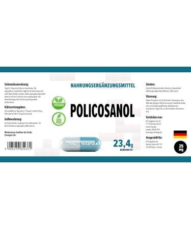 Hepatica Policosanol 25mg 90 Vegan Capsules Tested by a Third Party Laboratory Gluten & GMO Free - Buy Online on GoSupps.com