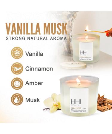 Vanilla Candle | Vanilla Musk Scented Soy Candle - Large 8 oz | Long Burn Time | HHI Candles - Buy Online on GoSupps.com
