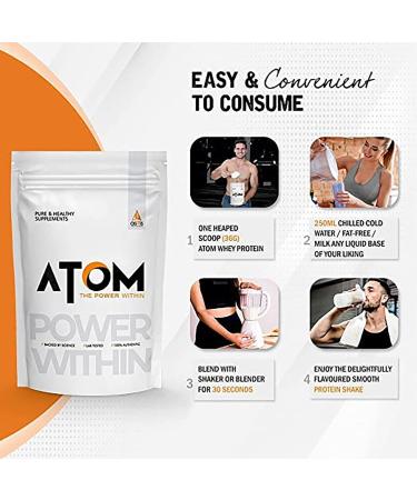 Buy AS-IT-is Atom Whey Protein 1kg - USA Labdoor Certified Kesar Elaichi Flavor 27g Protein Digestive Enzymes International Shipping Available - Buy Online on GoSupps.com