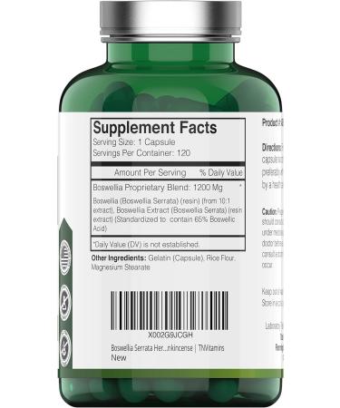 TNVitamins Boswellia Serrata Extract Capsules | 1200mg (120ct) | Joint Support Supplement with Ayurvedic Herb Indian Olibanum - Buy Online on GoSupps.com