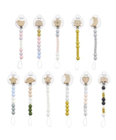 Mud Pie Gray Moon Wood & Silicone Baby Pacifier Clip - Stylish and Functional Baby Accessory - Buy Online on GoSupps.com