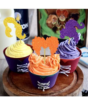 Hocus Cupcake Toppers Pocus Halloween Party Decorations Witch Hair Food Picks Trick or Treat Supplies - Buy Online on GoSupps.com