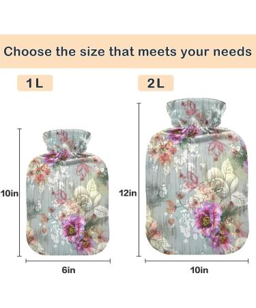 NAANLE Colorful Digital Flower Hot Water Bottle with Cover - 1L for Back Pain Relief & Hot/Cold Therapy | International Shipping - Buy Online on GoSupps.com