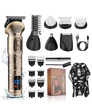 BestAuty hair clipper set with hairdressing cloak professional bartschneider men T-blade trimmer nose trimmer ear trimmer body trimmer precision trimmer design trimmer waterproof 6 in 1 care sets care set C