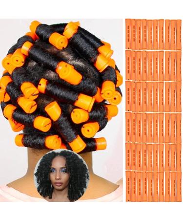 60pcs Perm Rods Set for Natural Hair Plastic Cold Wave Rod Non-Slip Hair Rollers 0.87 Inch Orange Perm Rods for Long Short Hair Curling Rods Hair Perms for Women Hair Curlers DIY Hairdressing Tools 60 Count (Pack of 1) o...