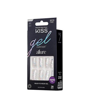 KISS Gel Fantasy Press On Nails - How Dazzling Silver Medium Square | 28 Nails Glue & Mani Kit Included - Shop Internationally - Buy Online on GoSupps.com